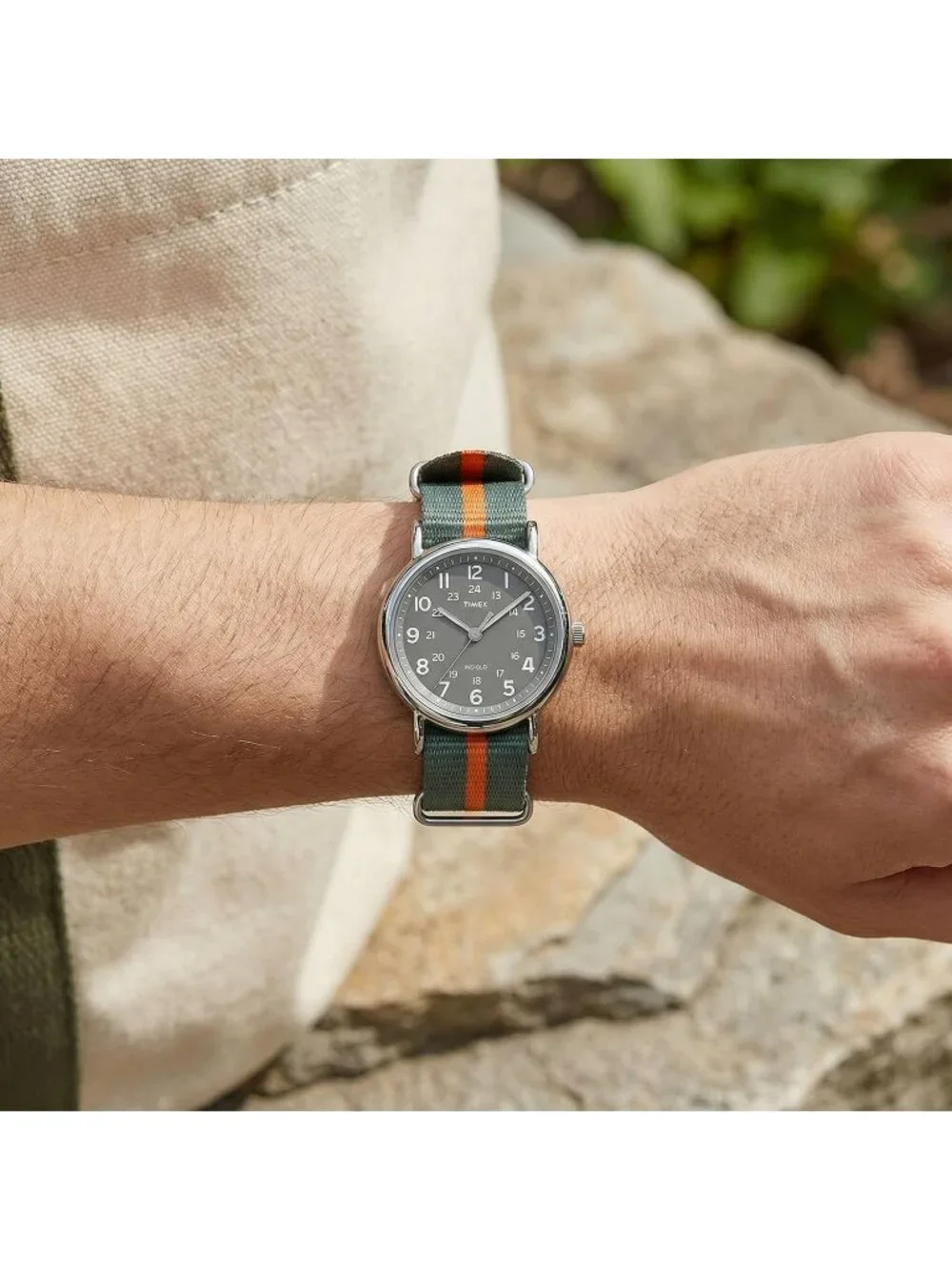 Unisex Gray/Silver Adjustable Durable Nylon Fabric Slip Through Strap Wristwatch
